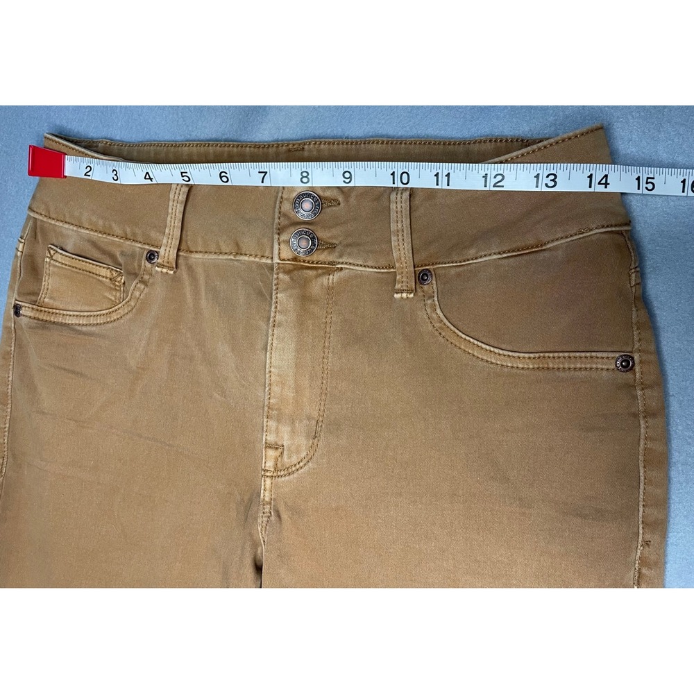 M Jeans Womens Skinny Jeans Camel Tan Double Button Stretch Size S Short 5642 - Picture 3 of 10
